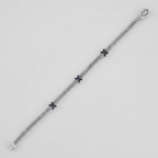 Woven Rope Bracelet with Black Sapphire X Accents in Sterling Silver