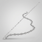 Sterling Silver Anklet with Marquise Leaf Motifs