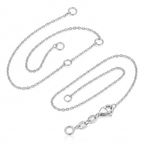 14k White Gold Adjustable Cable Chain 1.1mm