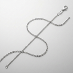 14k White Gold Round Cable Link Chain 1.3mm