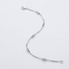 Sterling Silver Anklet with Polished Bars and Beads