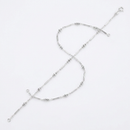 Sterling Silver Anklet with Polished Bars and Beads