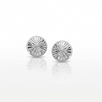 14k White Gold Textured Flat Style Stud Earrings