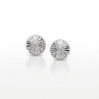 14k White Gold Textured Flat Style Stud Earrings