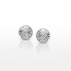 14k White Gold Textured Flat Style Stud Earrings