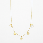 14K Yellow Gold Necklace with Polished Charms