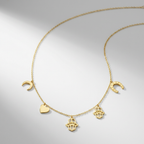 14K Yellow Gold Necklace with Polished Charms