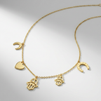 14K Yellow Gold Necklace with Polished Charms