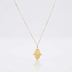 14K Yellow Gold Hand of Hamsa Necklace