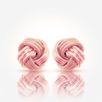 14k Rose Gold Love Knot with Ridge Texture Earrings