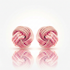 14k Rose Gold Love Knot with Ridge Texture Earrings