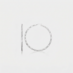 Sterling Silver Large Hoop Earring with Hammered Texture