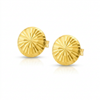 14k Yellow Gold Diamond Cut Flat Design Stud Earrings