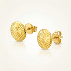 14k Yellow Gold Diamond Cut Flat Design Stud Earrings