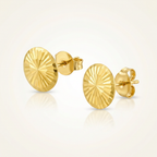 14k Yellow Gold Diamond Cut Flat Design Stud Earrings