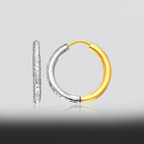 14k Two-Tone Gold Hoop Earrings with Textured Style