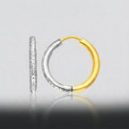 14k Two-Tone Gold Hoop Earrings with Textured Style