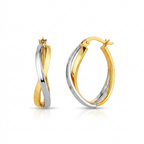 14k Two-Tone Gold Twisted Style Polished Hoop Earrings