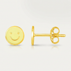 14k Yellow Gold and Enamel Yellow Smiley Face Stud Earrings