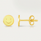 14k Yellow Gold and Enamel Yellow Smiley Face Stud Earrings