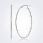14k White Gold Slim Oval Shape Hoop Earrings