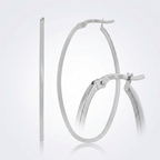 14k White Gold Slim Oval Shape Hoop Earrings