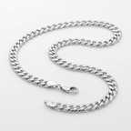 Rhodium Plated 5.6mm Sterling Silver Curb Style Chain