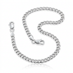 Rhodium Plated 3.0mm Sterling Silver Curb Style Chain