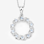 1.10 Carat Genuine Aquamarine and White Topaz .925 Sterling Silver Pendant