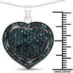 1.25 Carat Genuine Blue Diamond .925 Sterling Silver Pendant