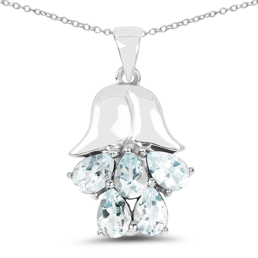 1.75 Carat Genuine Aquamarine .925 Sterling Silver Pendant