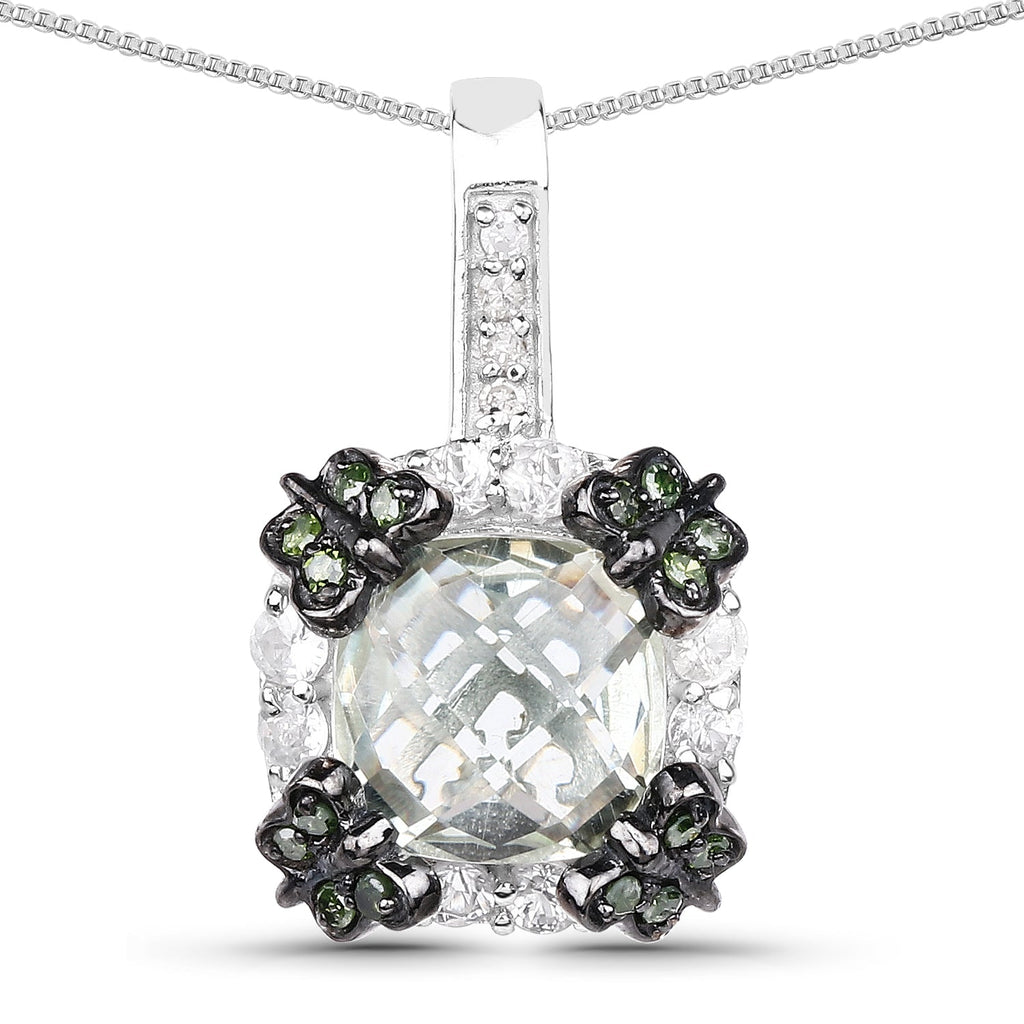 2.72 ct. Genuine Multi Stones .925 Sterling Silver Pendant