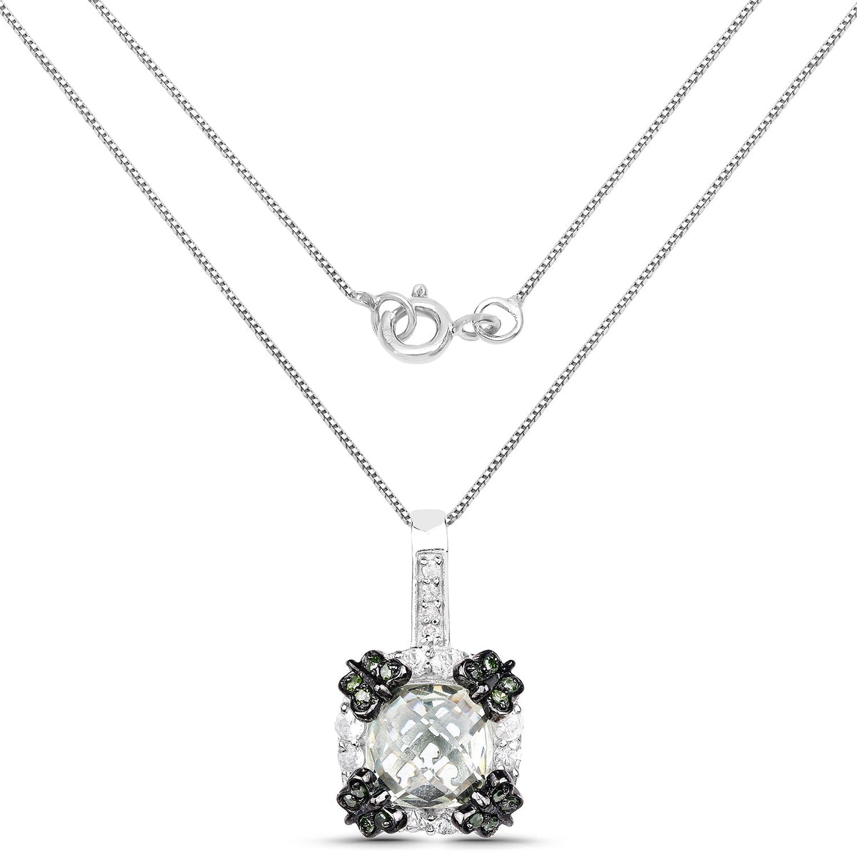 2.72 ct. Genuine Multi Stones .925 Sterling Silver Pendant