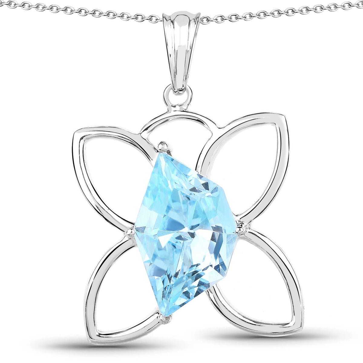10.58 ct. Genuine Swiss Blue Topaz .925 Sterling Silver Pendant