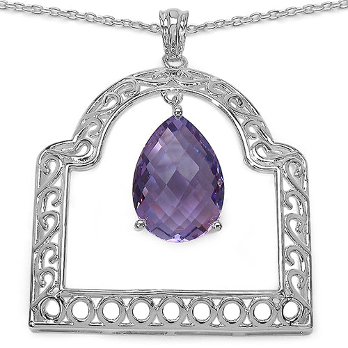 10.70 Carat Genuine Amethyst .925 Sterling Silver Pendant