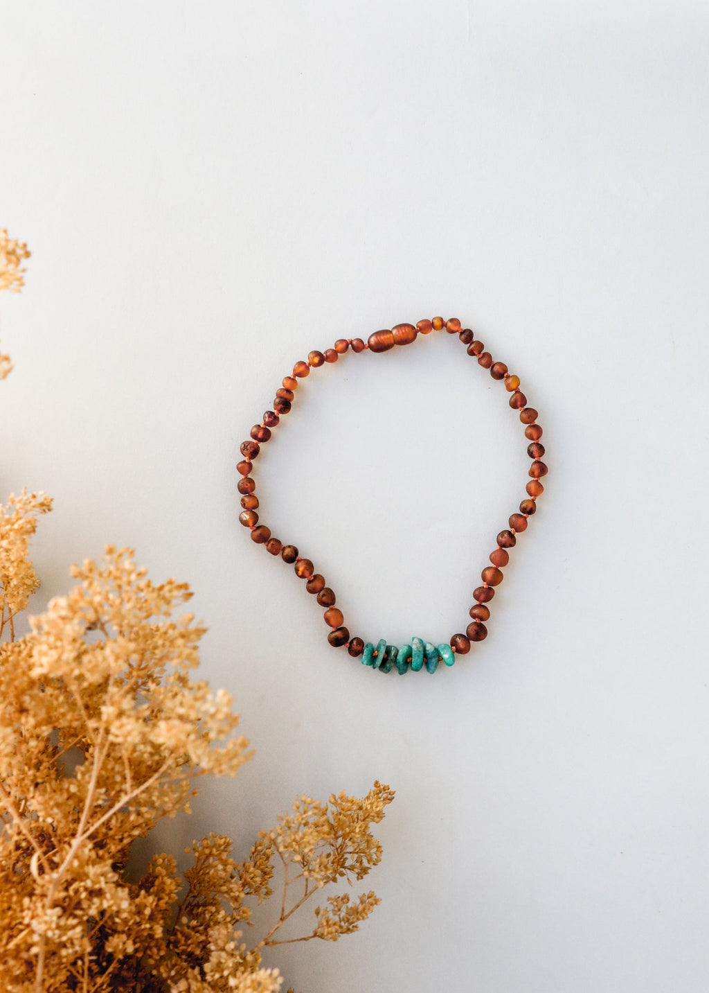 Raw Cognac Baltic Amber + Raw Amazonite || Necklace