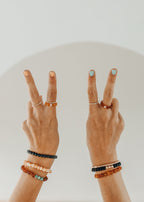 Natural Turquoise + 14k Gold Filled + Honey Amber || Ring Set Trio ||